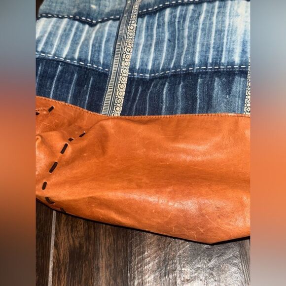 FREDD+BASHA leather/denim over sized  tote bag - Picture 2 of 10